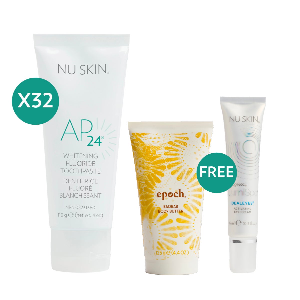 32 AP24 Toothpaste + IdealEyes + Body Butter Nu Skin